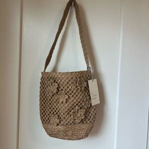 Woven Floral Detail Tote Bag